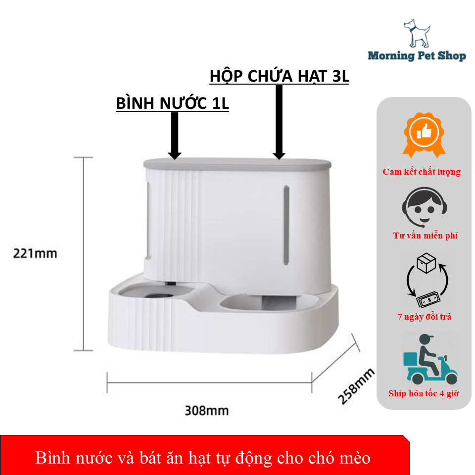 Bình nước tự động và bát ăn hạt tự động cao cấp ccho chó mèo