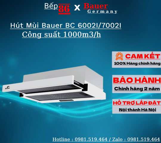 Máy Hút Mùi Âm Tủ Bauer BC 7002I / Máy hút cực êm / Hút mùi âm tủ - Bảo hành chính hãng 2 năm