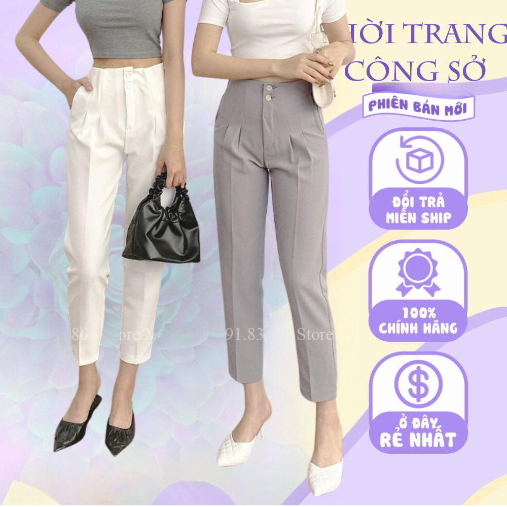 Quần Baggy nữ cạp liền siêu cao chất vải tuyết mưa phù hợp học sinh và nhân viên công sở 3 màu siêu xinh