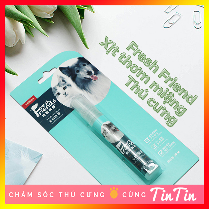 Xịt thơm miệng vệ sinh răng miệng chó mèo fresh friend 14 ml