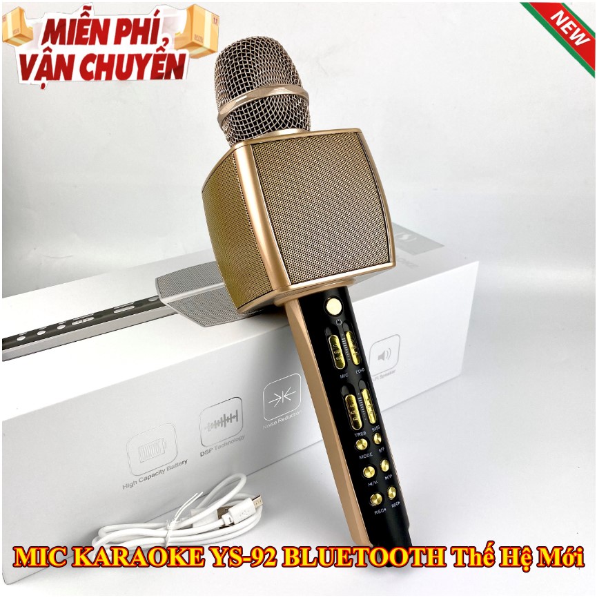 Mic hat karaok kèm loa , loa hát karaok kèm mic , mic hát karaoke , micro kèm loa bluetooth karaoke ys-92, âm thanh sống động , bảo hành lên đến 12 tháng