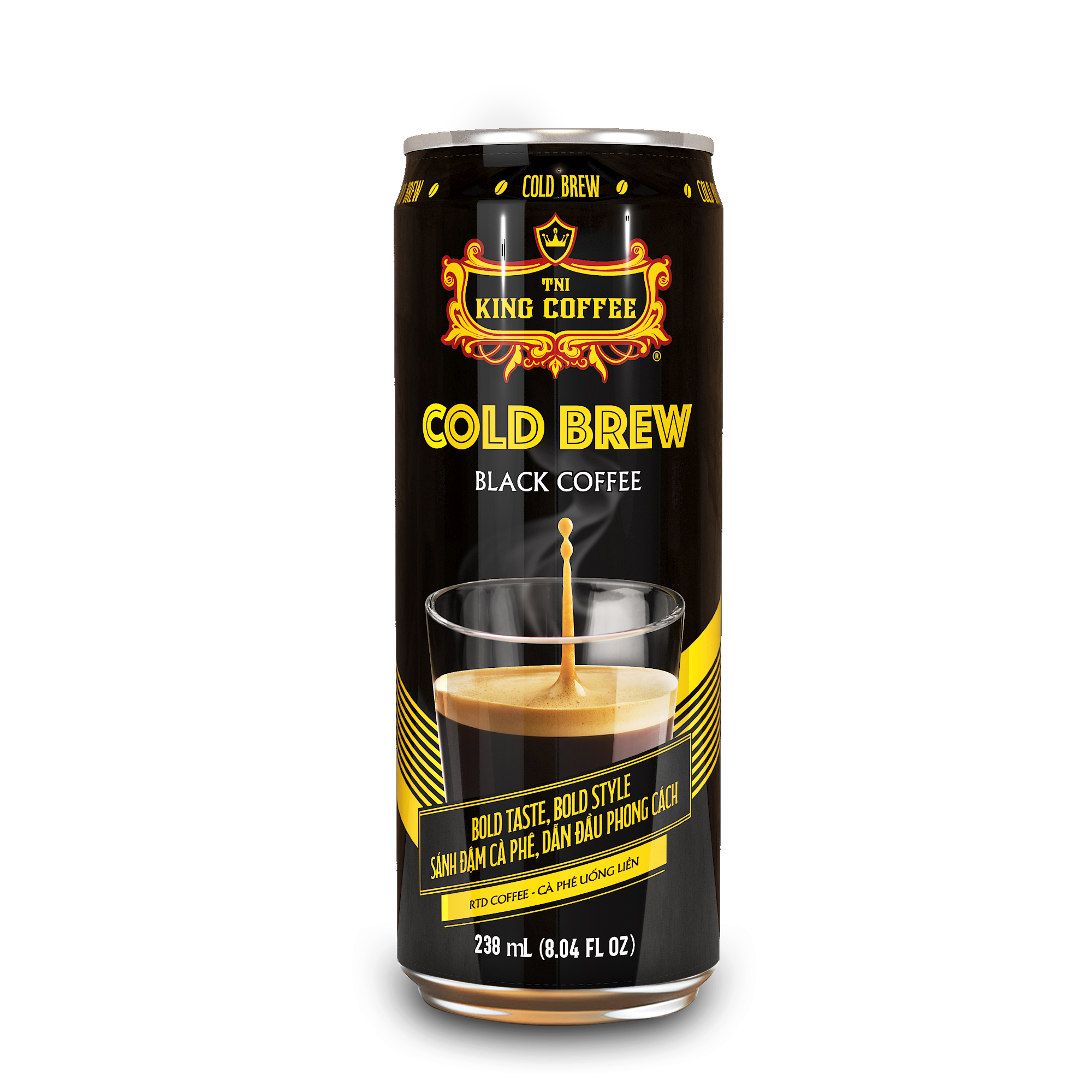Combo 6 lon Cà Phê Đen Cold Brew Uống Liền KING COFFEE - Lốc 6 lon - Hương vị mạnh mẽ, táo bạo và độc đáo