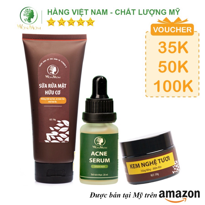 Combo trắng da, hết mụn và m toàn diện Wonmom