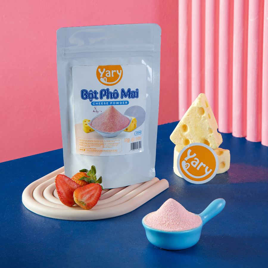 Bột phô mai yary vị dâu tây 250gr, bột dâu tây thơm ngon, bột dâu pha trà sữa, bột dâu làm bánh, bột phô mai trộn bánh tráng