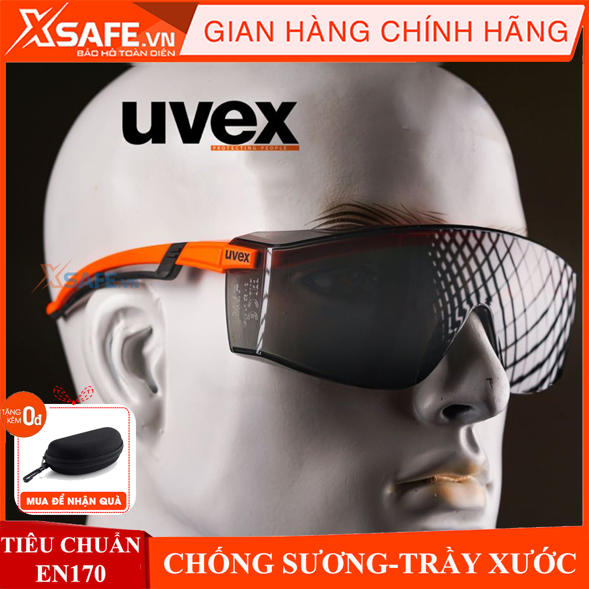 Kính bảo hộ Uvex 916-4246 mắt kính Super OTG đeo ngoài kính cận, chống trượt, chống chói, hơi sương, trầy xước vượt trội, ngăn chặn tia UV, dùng cho lao động, thể thao, đi xe máy, phòng dịch,