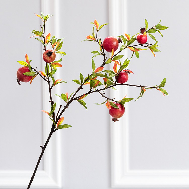 Cành lựu giả trưng tết 95cm có 6 quả