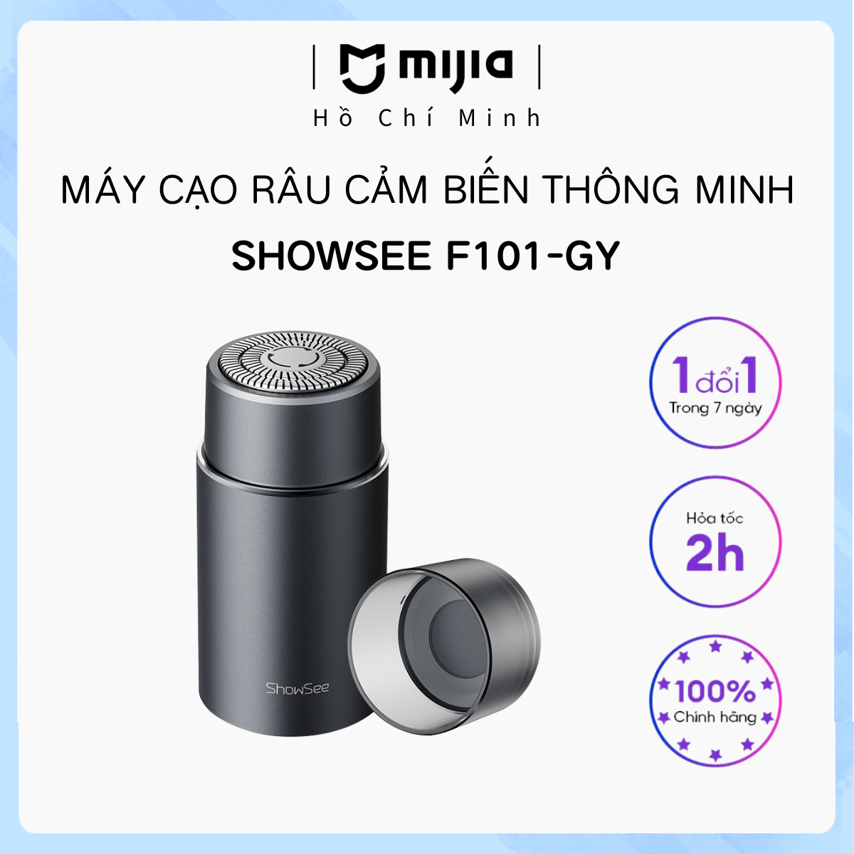 Xiaomi Showsee Máy Cạo Râu Cảm Biến Thông Minh Vỏ Bảo Vệ Từ Tính Khởi động Cảm ứng Dao Cạo Chống Nước IPX7 Cầm Tay Không Có Nút Bấm - Mijia HCM