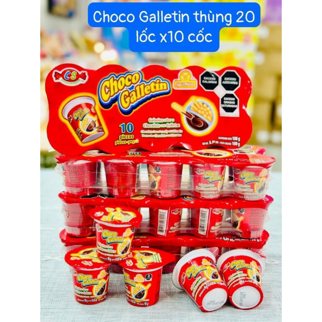 Bánh Que Chấm Socola Choco Galletin Set 10 Ly