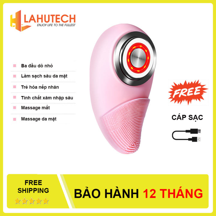 Máy rửa mặt  tích hợp tẩy trang, massage da mặt sóng siêu âm rung HFT1 - Lahutech