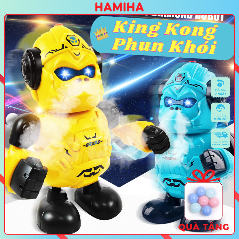 Đồ chơi robot king kong biết nhảy theo nhạc phun khói thông minh , robot biết xoay chạy phát nhạc
