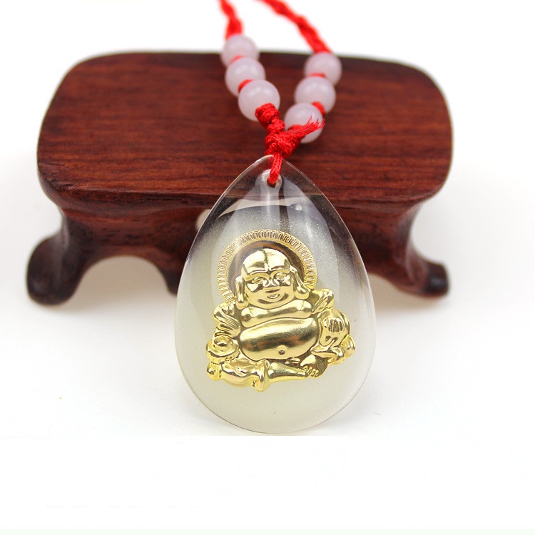 [HCM][GIÁ TỐT] VÒNG CỔ PHẬT HỘ MỆNH PHẬT DI LẶC QUAN ÂM MẠ VÀNG 18K lồng trong pha lê sáng Mang tài lộc may mắn bình an [KÈM DÂY ĐEO DÂU ĐỎ ĐÍNH ĐÁ và TÚI NHUNG]