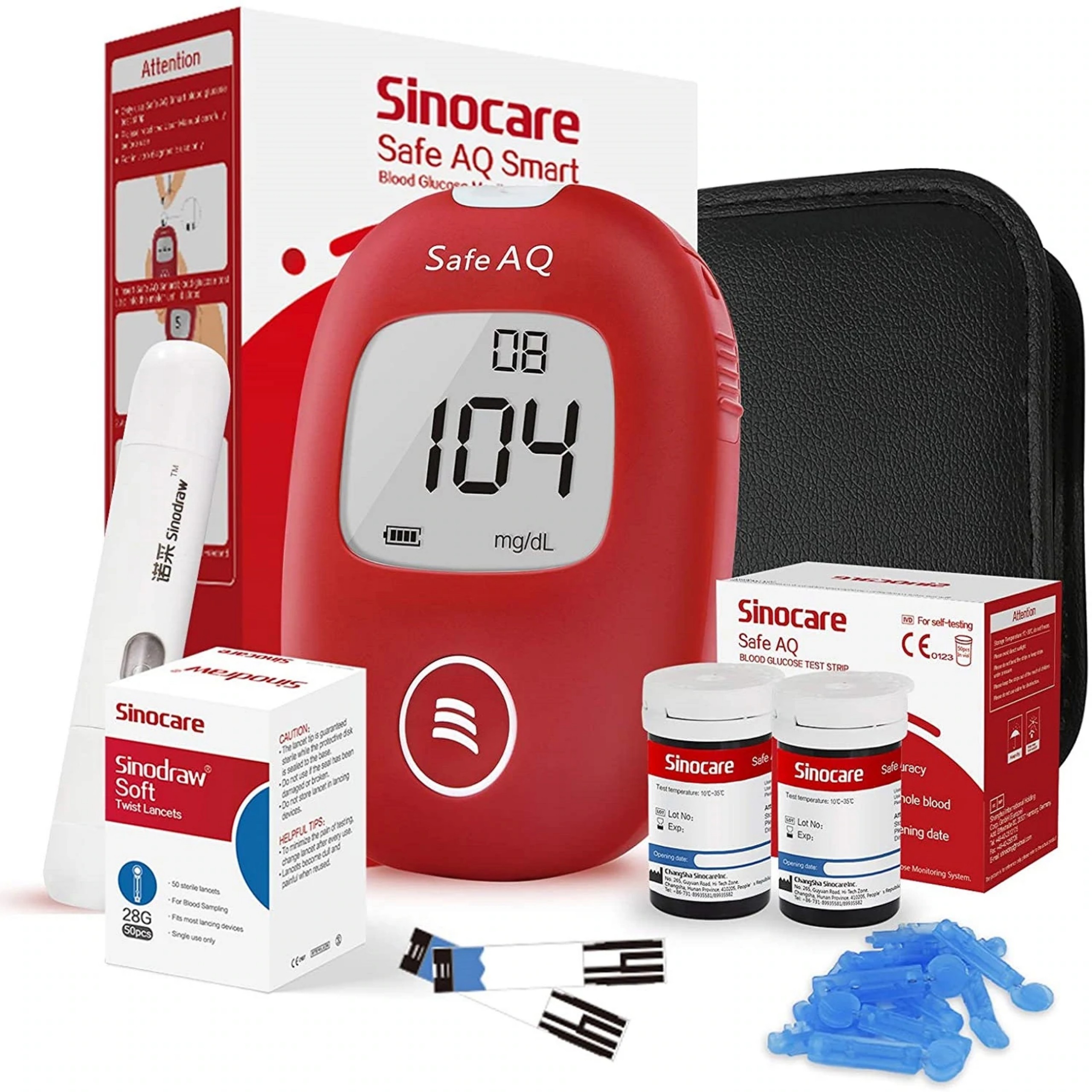 Máy đo đường huyết Sinocare Safe AQ Smart Tặng 50 Que + 50 Kim