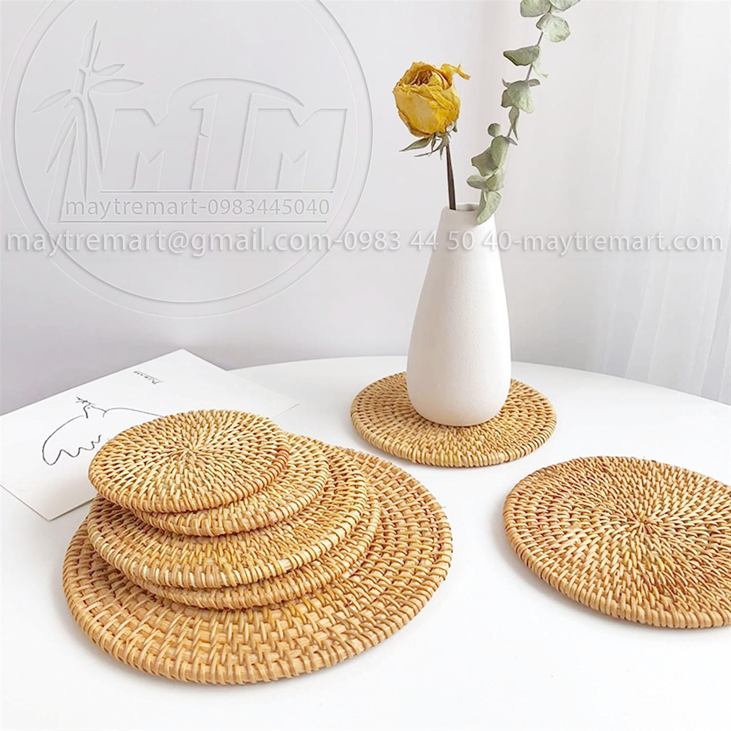 Lót ly l Lót đĩa l Lót mây tròn, trang trí, phụ kiện chụp hình.