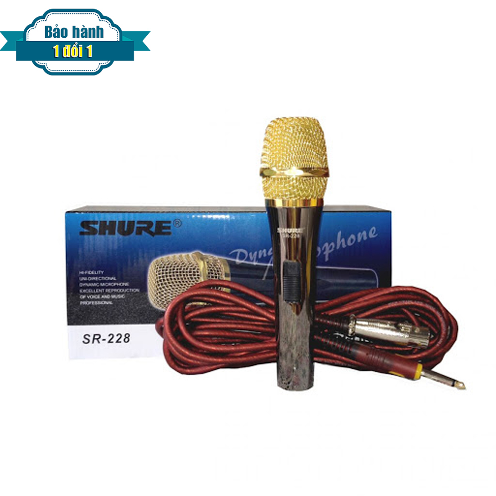 Mic hát karaoke có dây micro karaoke có dây shure sr 228 cao cấp tiếp âm chuẩn, chống nhiễu, chống hú tốt cho tiếng hát nhẹ nhàng, trong sáng - bảo hành 12 tháng