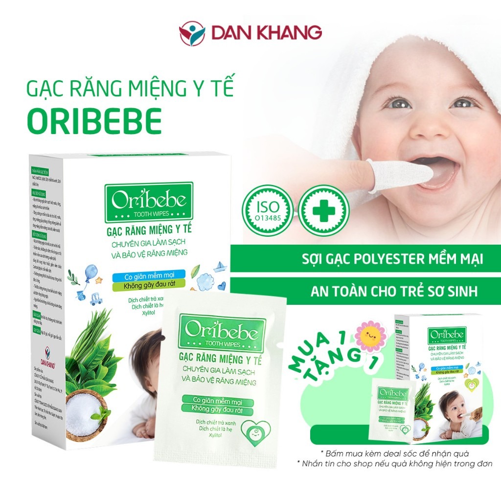 Gạc rơ lưỡi cho bé Oribebe giúp vệ sinh răng miệng làm sạch và bảo vệ lưỡi nướu cho bé hộp 30 gói