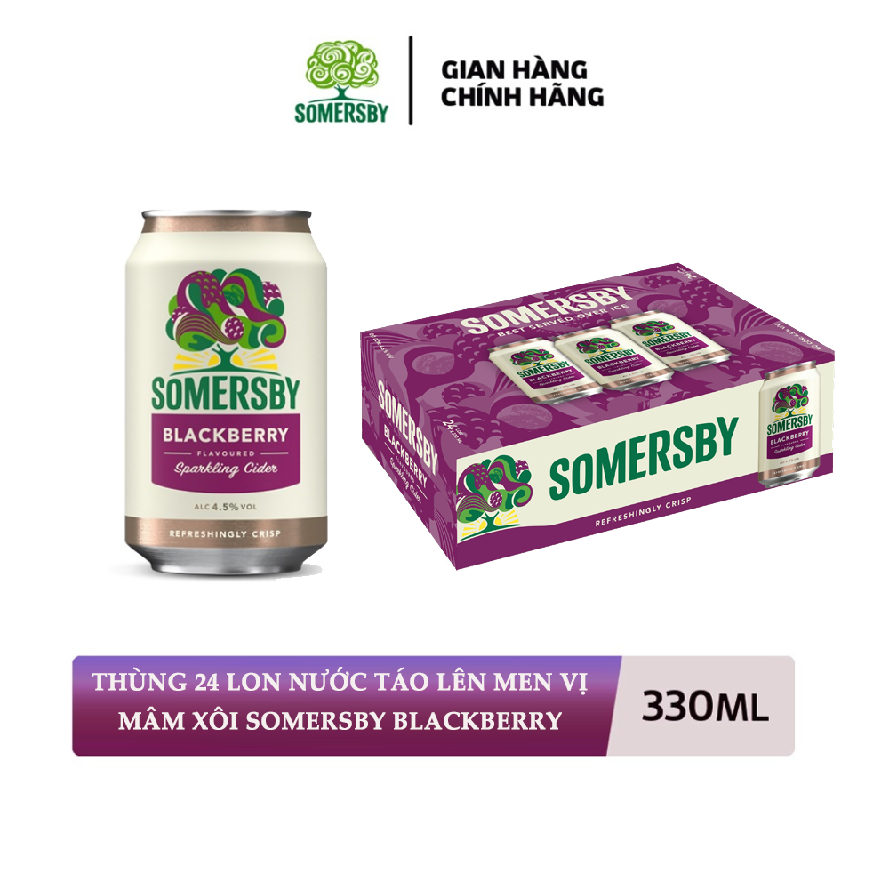 Nồng độ cồn 4.5% - Thùng 24 Lon Nước Táo Lên Men Somersby Blackberry 330ml
