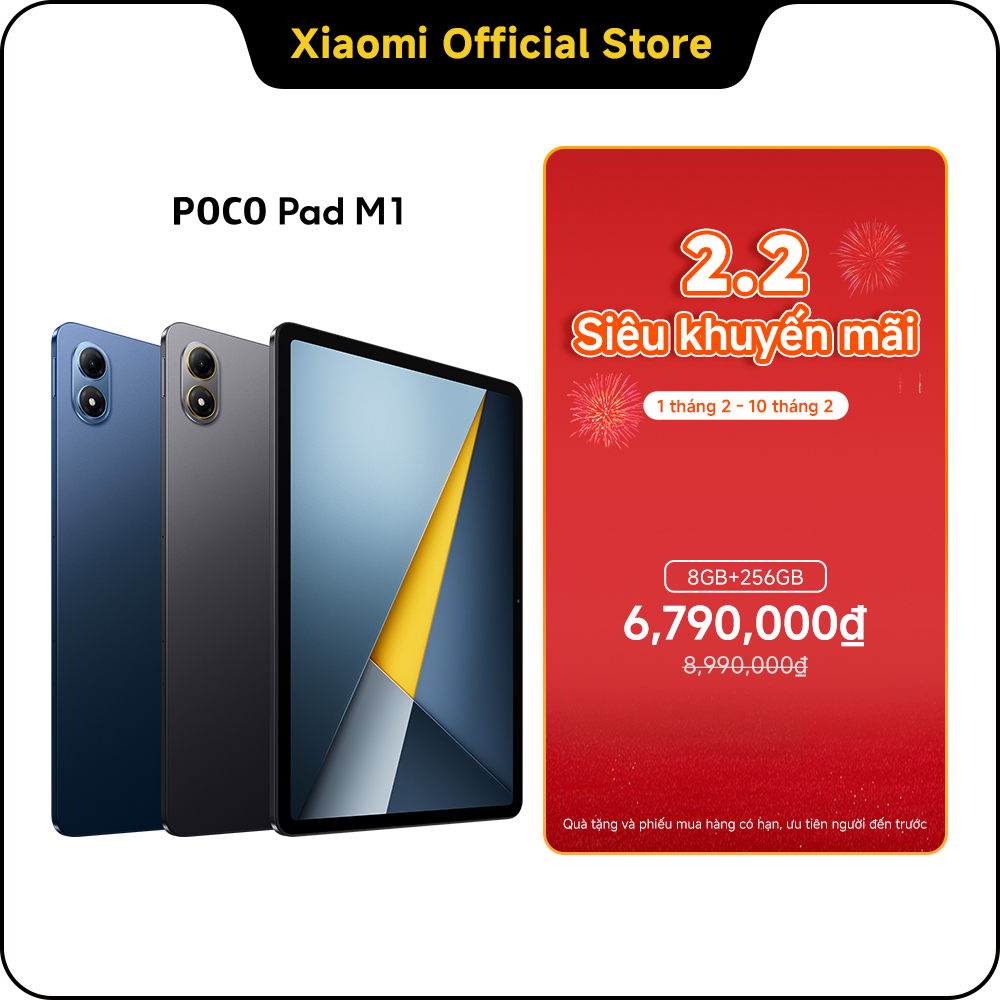 [New] Poco Pad M1 Tablet | 8Gb+256Gb, 12.1'' 120Hz 2.5K Screen, Huge 12000Mah Battery, Snapdragon ® 7S Gen 4, Supports 27W Reverse Charging Giá  6,590,000 Đồng*Miễn phí vận chuyển