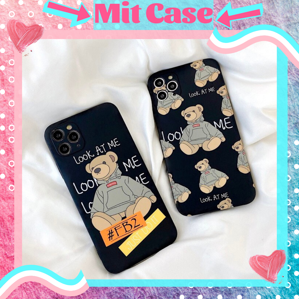 🌸VIDEO THẬT🌸  Ốp Lưng iPhone Viền Cạnh Vuông Nhựa Dẻo TPU Chống Sốc Hình Gấu look at me cute Đáng Yêu iPhone 6/6s/6plus/6splus/7plus/8plus/x/xs/xs max/11/11 pro max/12/12 pro max