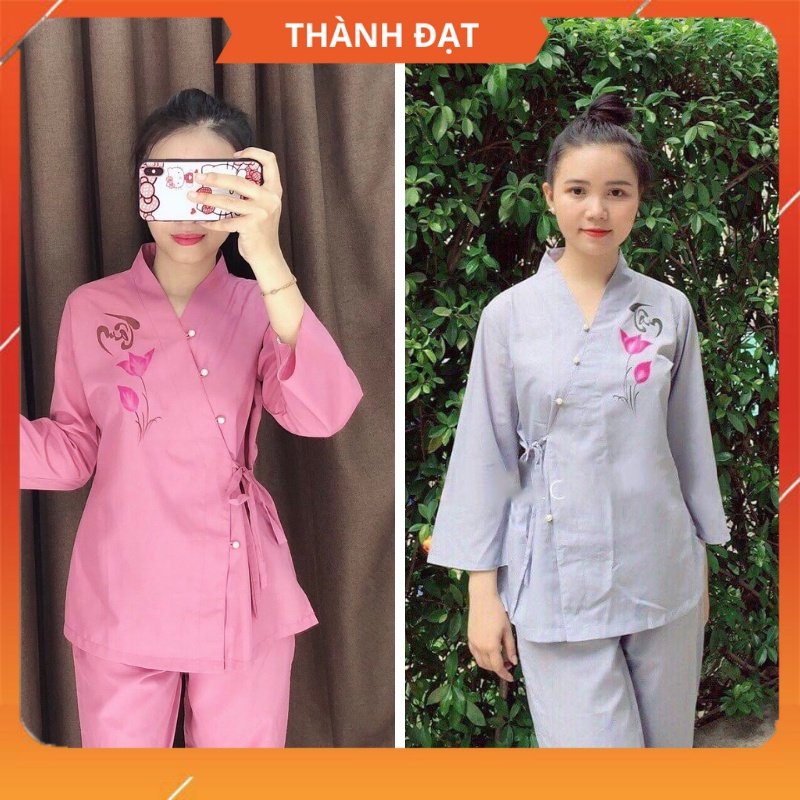 Đồ lam đi chùa, bộ đi chùa mẫu thư pháp chất kate loại 1,mịn đẹp,thoáng mát, mặc vô cùng thoải mái duyên dáng đi lễ chùa