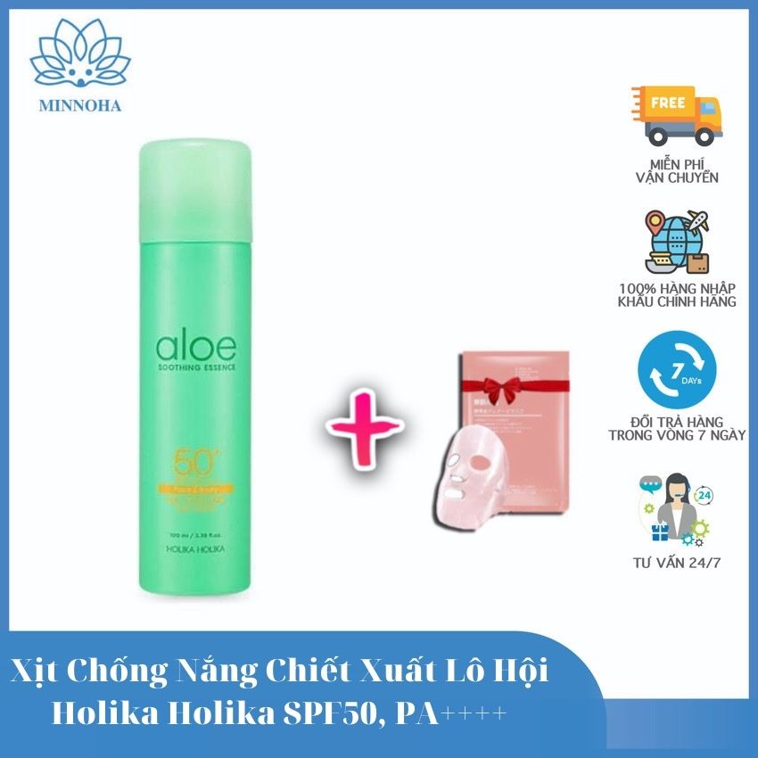 Xịt chống nắng lô hội holika holika lô hội aloe ice cooling sun spray spf 50+ pa++++ 100ml- minnoha store