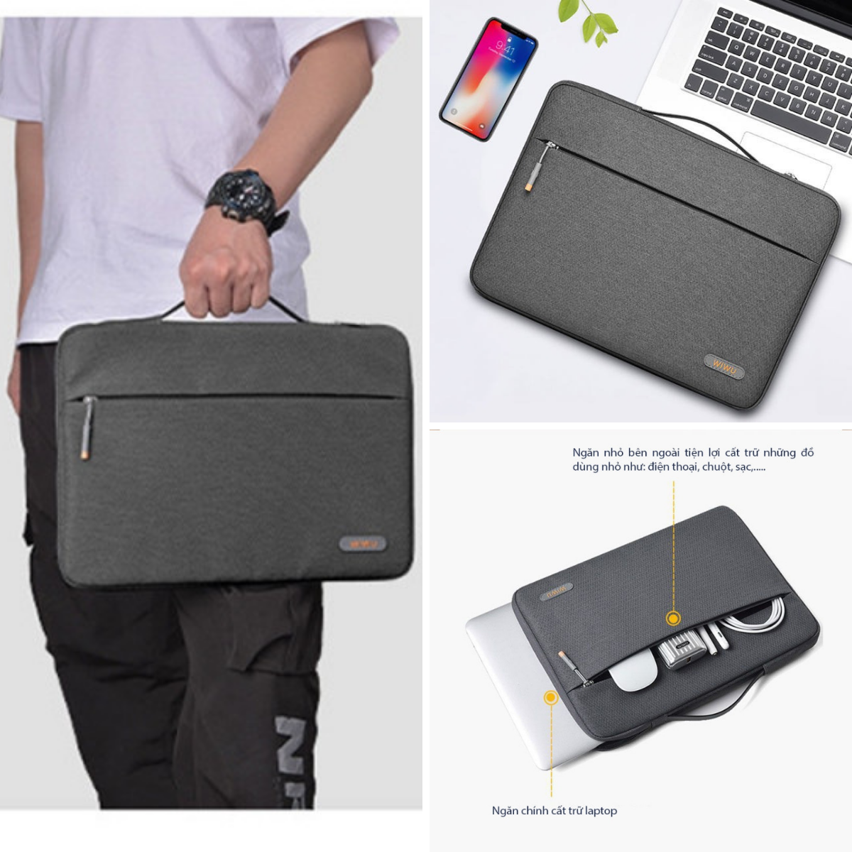 Túi chống sốc macbook laptop cao cấp Wiwu Pilot Sleeve. Túi xách cầm tay laptop macbook chống sốc, chống nước đủ size