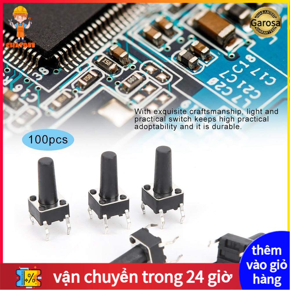 100 Cái Công Tắc Nút Xúc Giác Tạm Thời Nhúng Nhựa Kỹ Thuật Nhỏ Gọn DC12V 6X6X12Mm