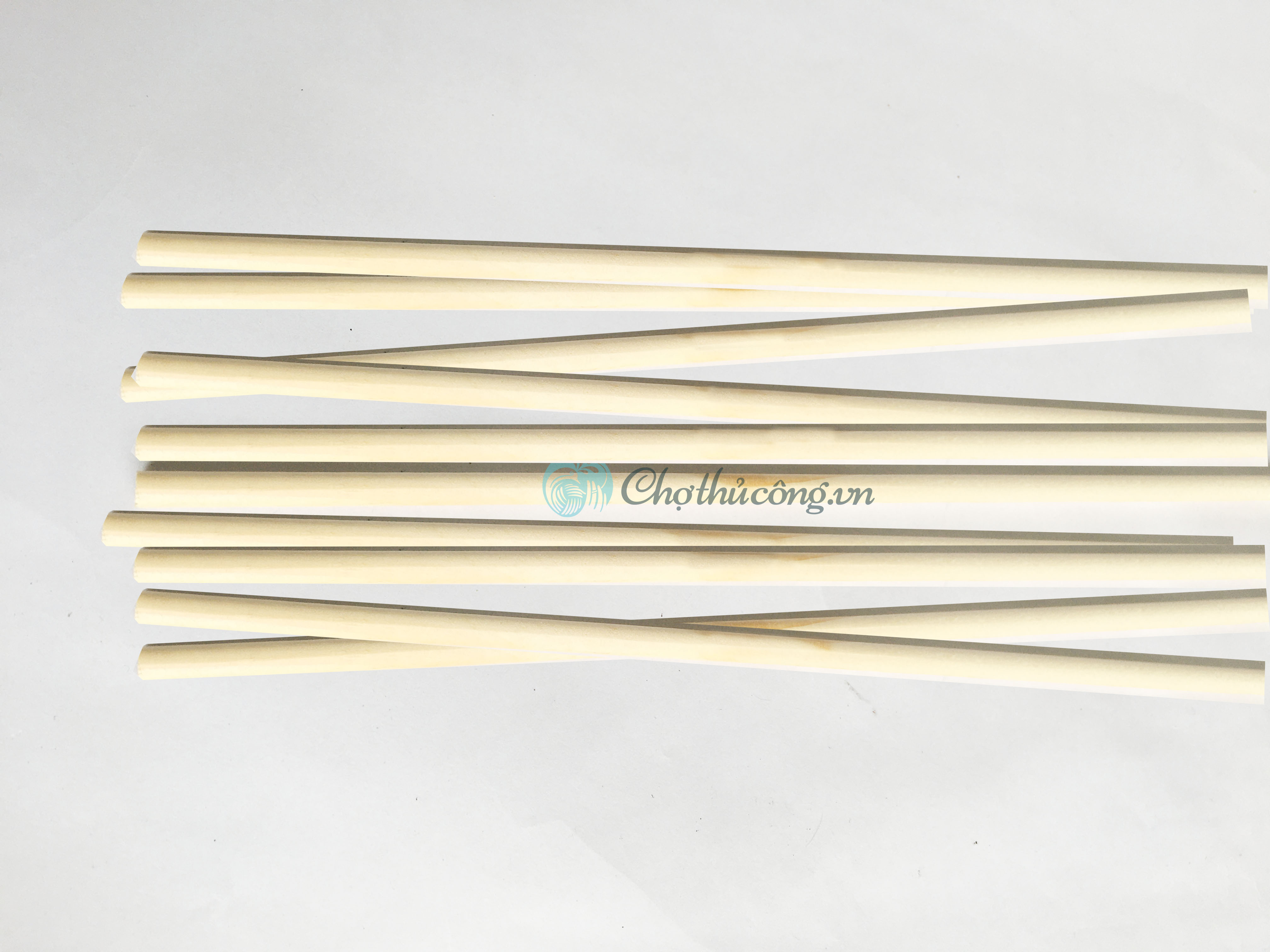 Combo 10 thanh gỗ tròn gỗ thông phi 0.6cm x 20-50-100cm dùng decor treo mành phụ kiện macrame