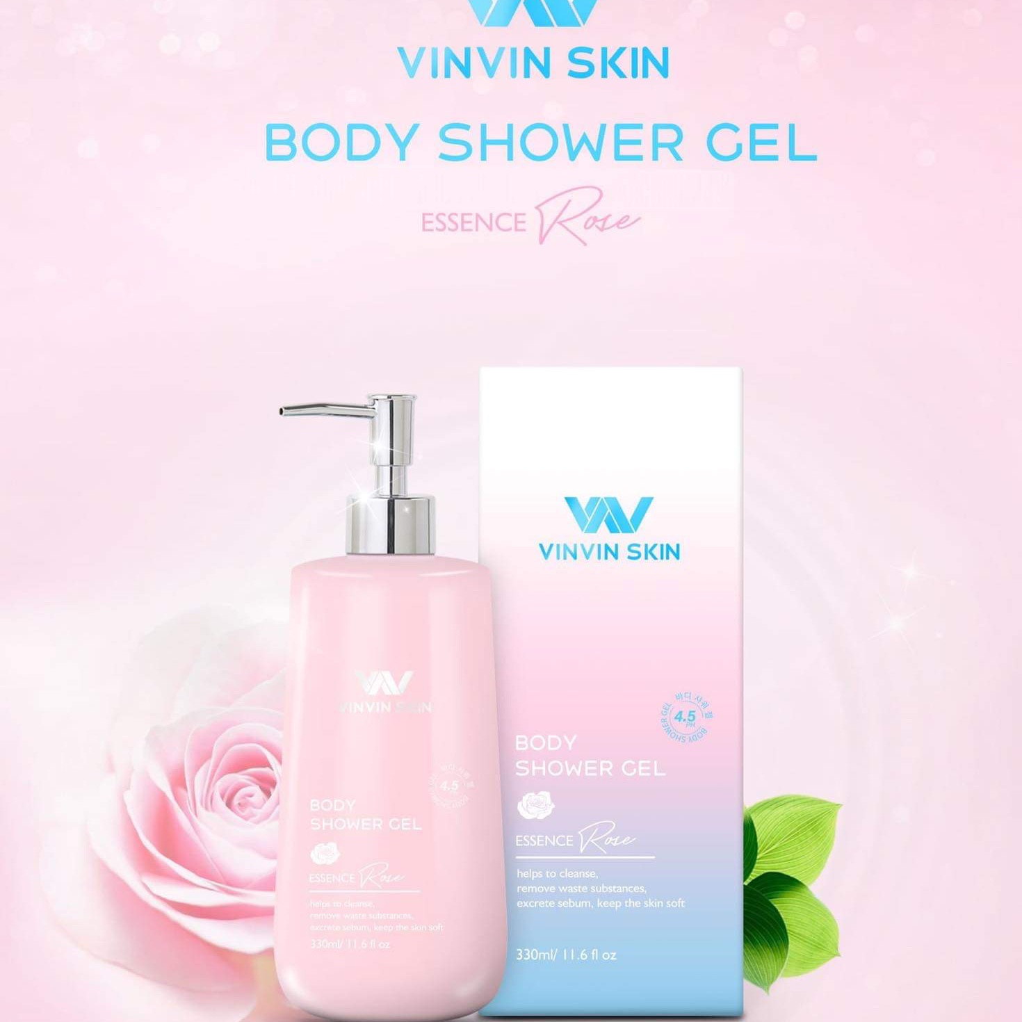 [HCM][FREESHIP]SỮA TẮM DƯỠNG TRẮNG DA HÀN QUỐC CHIẾT XUẤT HOA HỒNG - VINVIN SKIN TRẮNG HỒNG TỪ BÊN TRONGNGĂN NGỪA LÃO HÓA DA