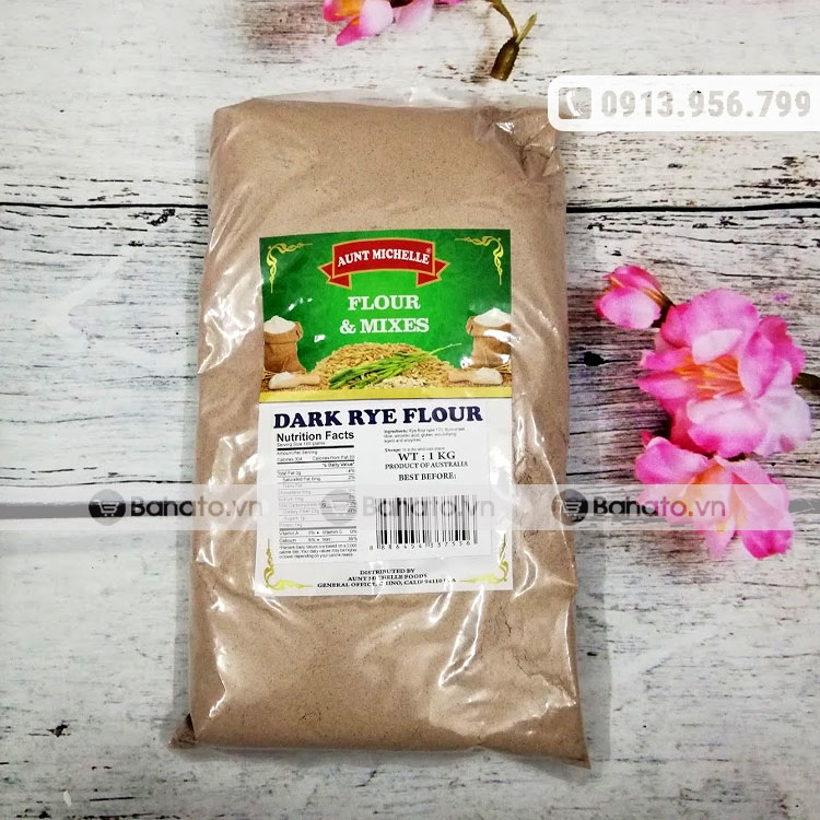 Bột mì đen nguyên cám hữu cơ Dark Rye Flour nhập khẩu Úc Aunt Michelle gói