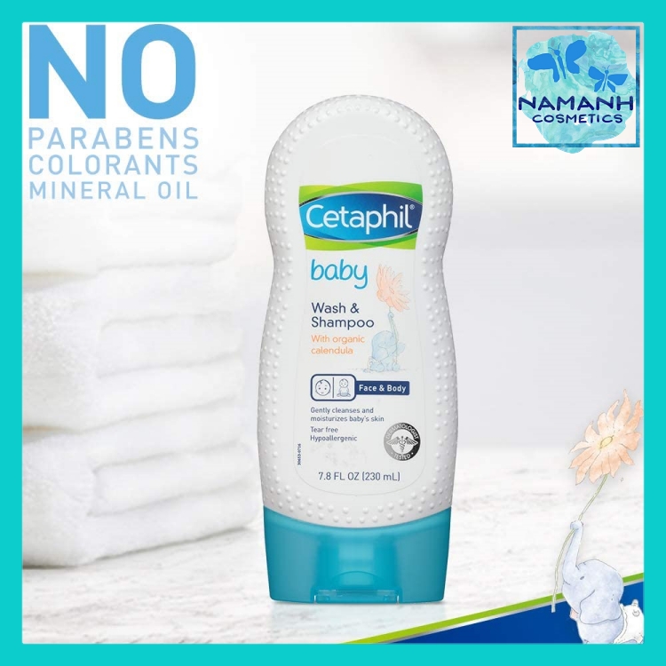 Sữa tắm gội cho bé với tinh dầu hoa cúc hữu cơ Cetaphil Baby Wash & Shampoo with Organic Calendula