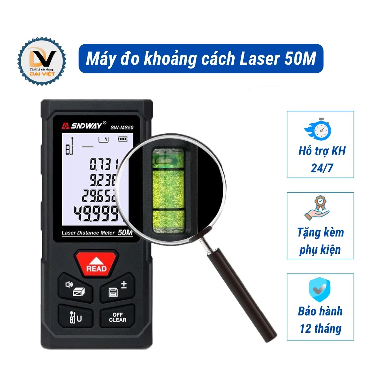 Máy đo khoảng cách laser SNDWay 50m - Thước đo laser
