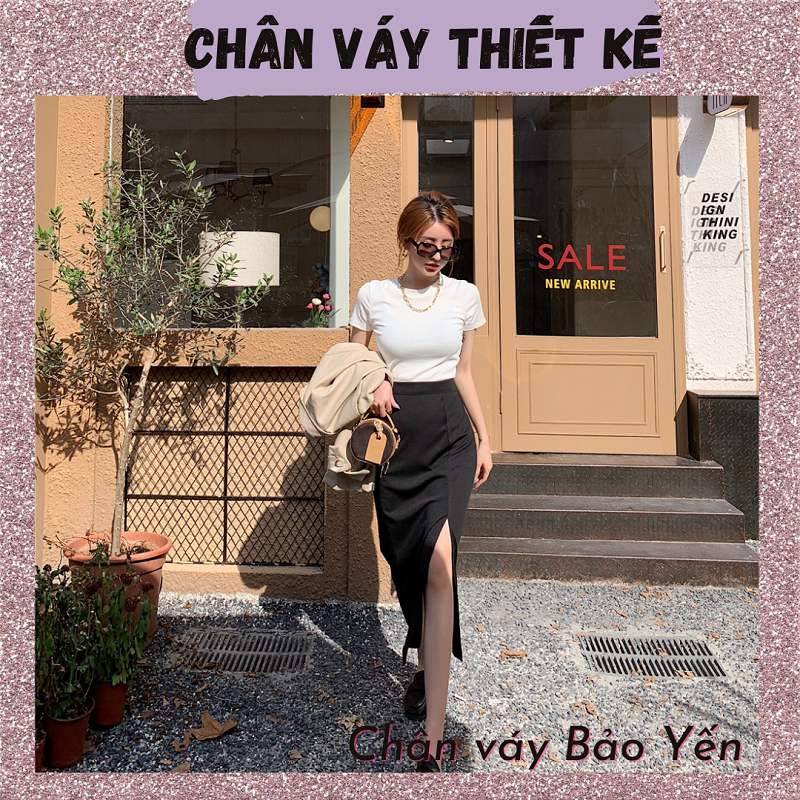 Chân váy bút chì xẻ đùi cao sexy dài tới bắp chân