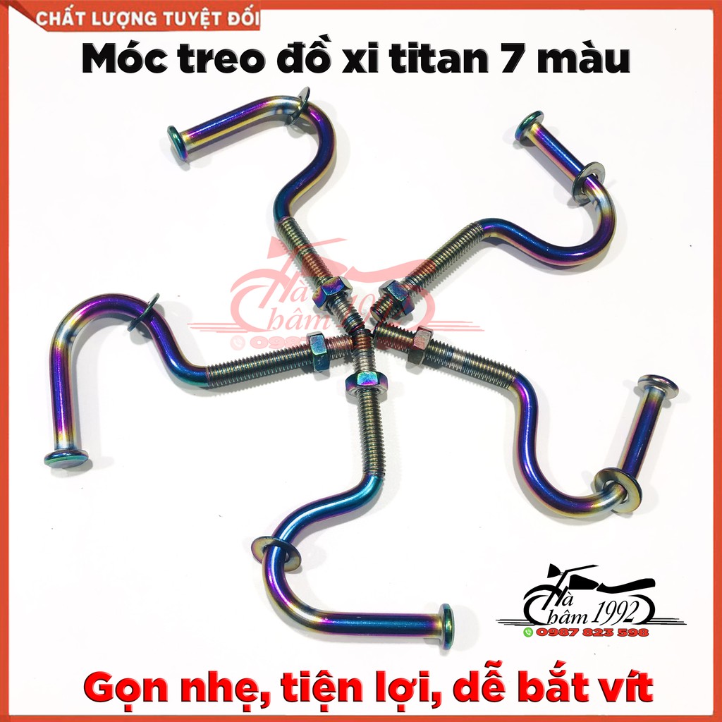 Móc treo đồ xi titan 7 màu kiểu dấu hỏi ; móc treo đồ xe máy