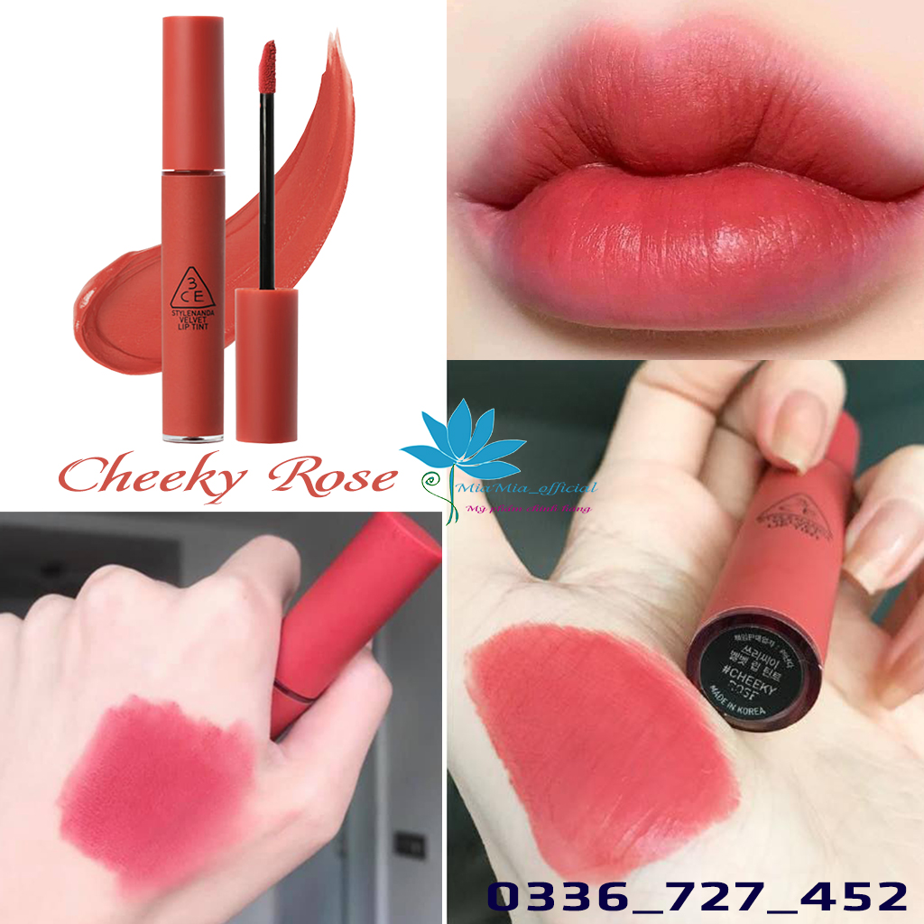 Son 3ce velvet lip tint cheeky rose – son kem lì màu hồng đất tươi ngọt ngào lâu trôi date mới chính hãng