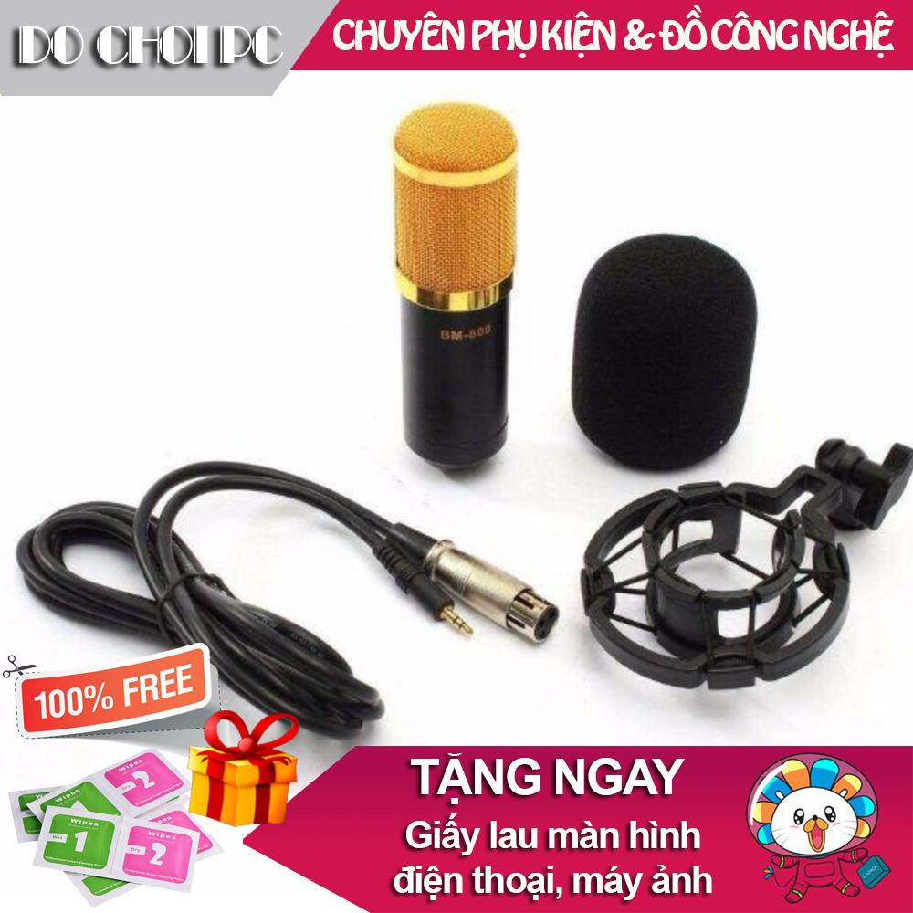 Micro Thu Âm BM800 kèm Giá đỡ Sockmount  Cáp âm thanh bông lọc mic (màu ngẫu nhiên) TẶNG NGAY Khăn Giấy Khô-Ướt Lau Màn Hình Điện Thoại Mắt Kính ĐeoMàn Hình Máy Ảnh