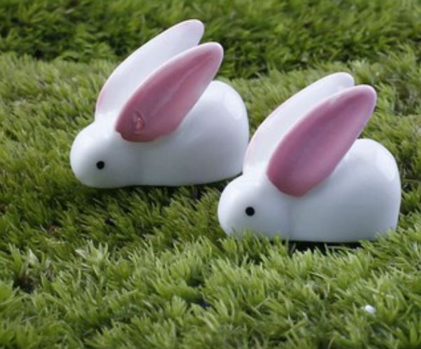 Phụ kiện tiểu cảnh Thỏ Tai Dài Mini - Phụ kiện trang trí tiểu cảnh sen đá terrarium, sân vườn, bể cá