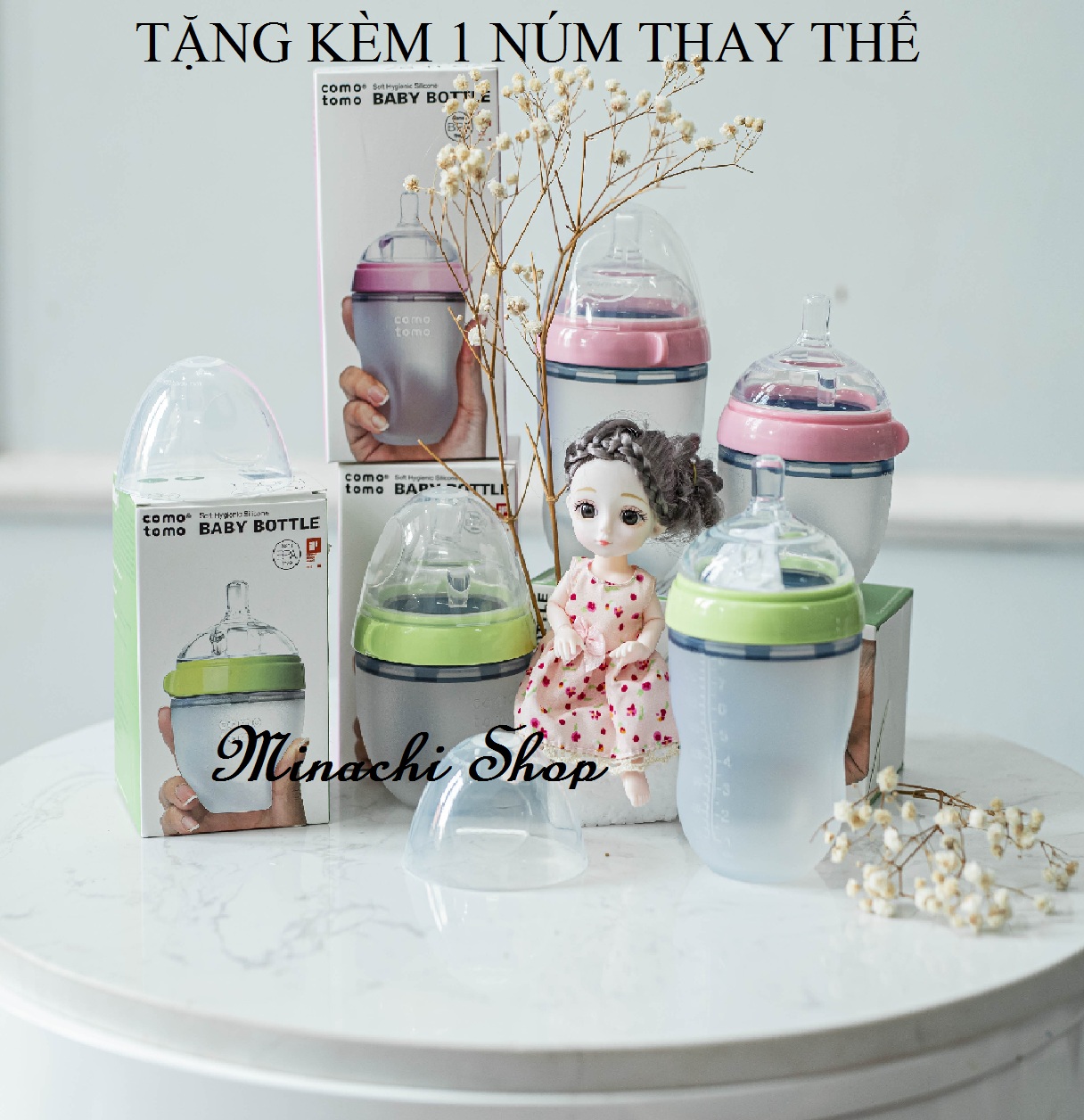 Bình sữa silicon mềm mại cho bé lười ti bình 150ml/250ml Tặng tay cầm bình sữa