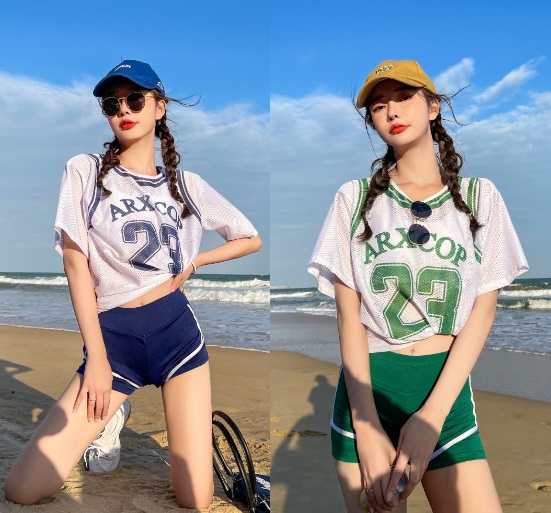 Bộ đồ bơi nữ 3 chi tiết kèm áo lưới thể thao mới siêu xinh