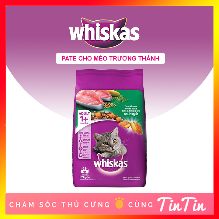 Thức Ăn Hạt Khô Whiskas  Cho Mèo Trưởng Thành 1,2kg Giá Rẻ