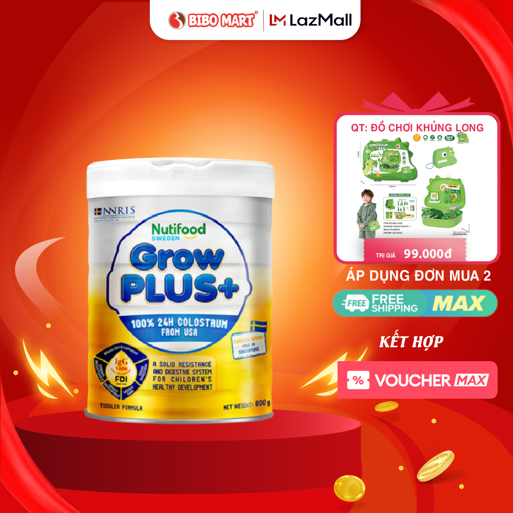 Sữa GrowPLUS+ Vàng Sữa Bột Cho Bé Phát Triển Chiều Cao Tăng Sức Đề Kháng Tăng Cân 800g - Bibo Mart