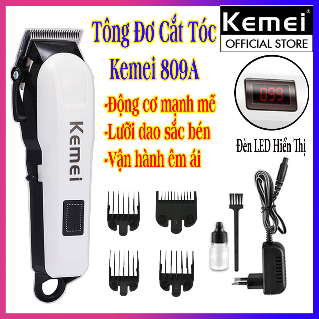 Tông Đơ Cắt Tóc Kemei 809A, Tăng Đơ Hớt Tóc Gia Đình Chuyên Nghiệp Chính Hãng, Thiết Kế Màn Hình LCD Hiển Thị Cao Cấp