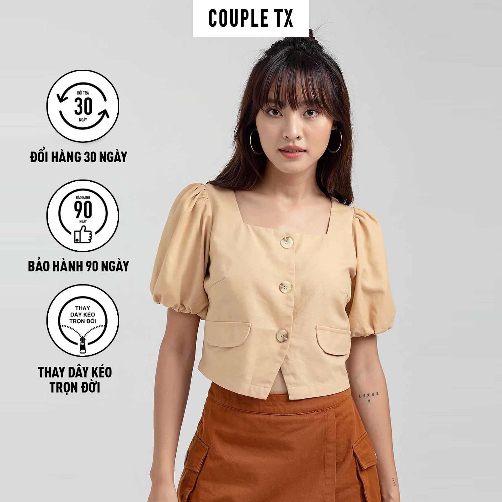 Couple tx - áo kiểu nữ croptop tay phồng wbl 2014