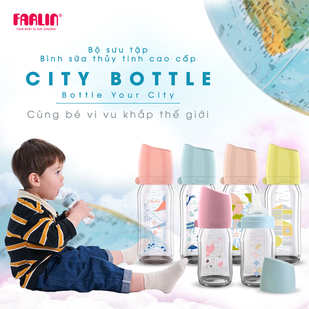 Bình Sữa Thủy Tinh City Bottle Của FARLIN - 240ml - Bình Sữa Nhập Khẩu