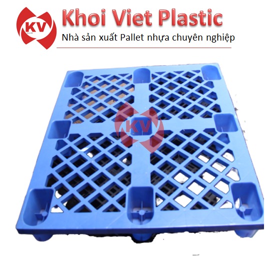 Pallet nhựa Khôi Việt 1200x1000x140 chân cốc màu xanh (KV-1210-3)
