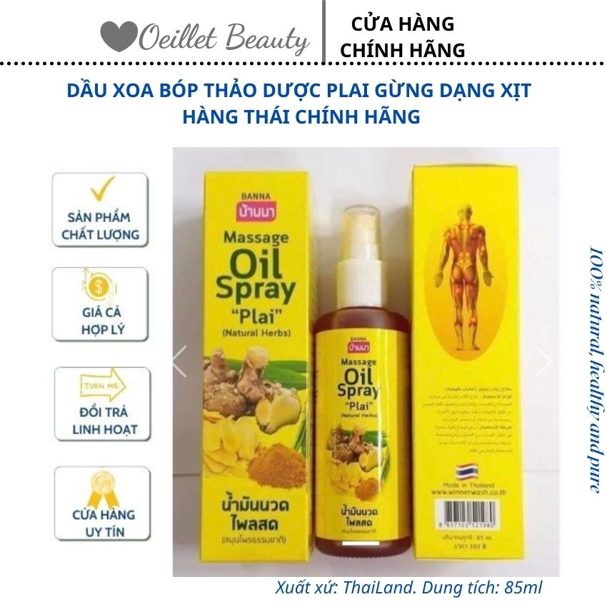 Dầu Banna Massage Oil Spray Plai - Oeillet Beauty Shop