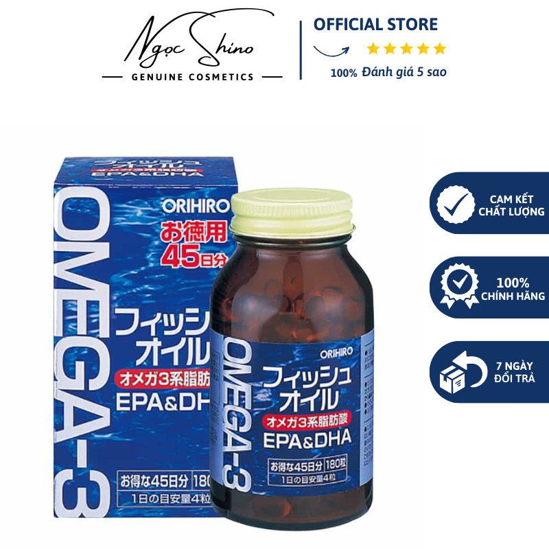 Viên Uống Dầu Cá Omega 3 Bổ Mắt Bổ Não Orihiro Nhật Bản 180 Viên Giúp Tăng