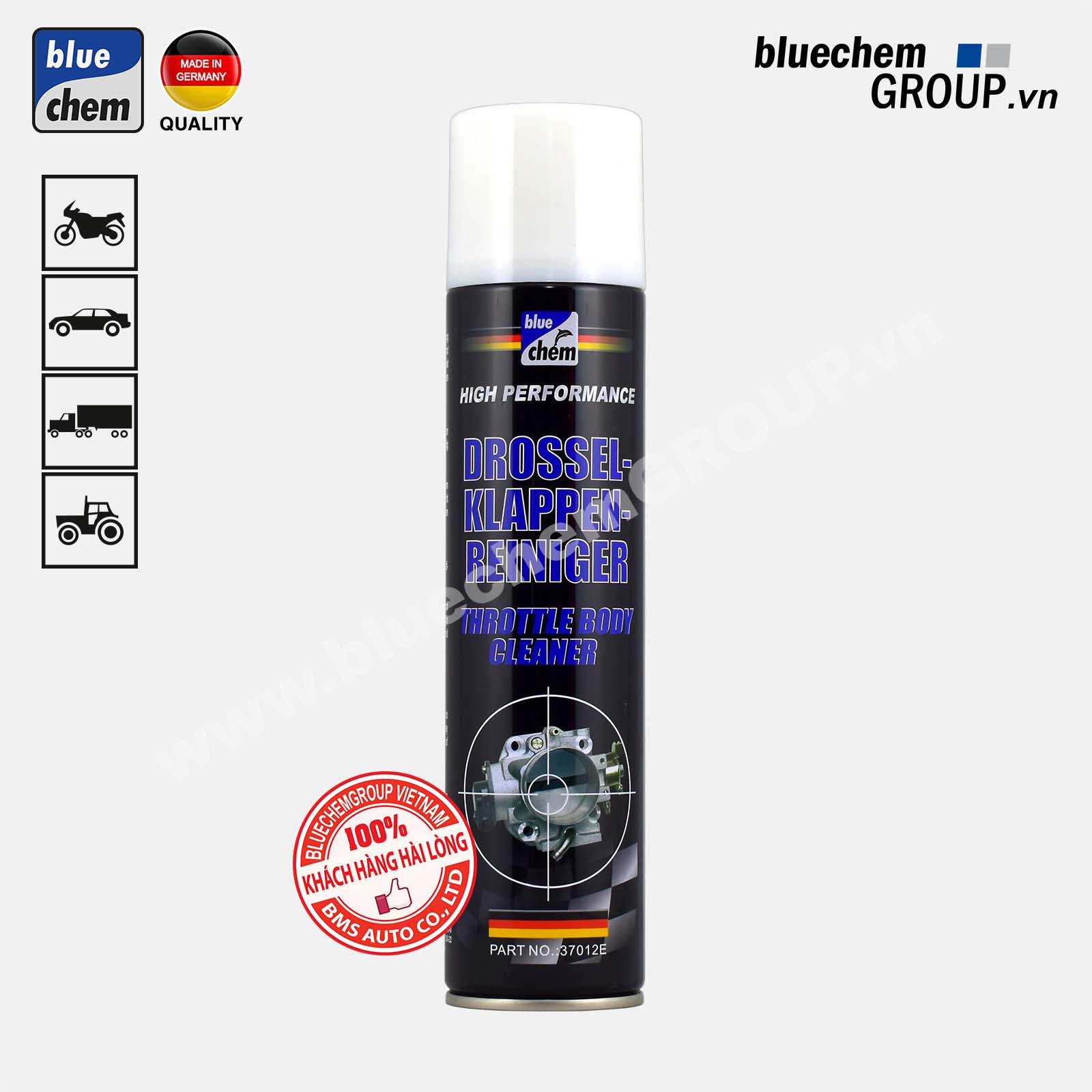 Dung dịch Vệ sinh Hệ thống Họng gió - Bướm ga (Throttle Body Cleaner) Bluechem 280ml