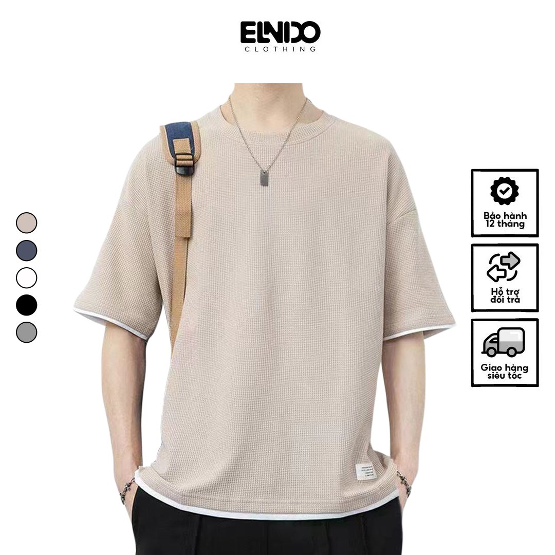 Áo thun nam nữ unisex form rộng tay lỡ cổ tròn kiểu dáng basic trắng đen