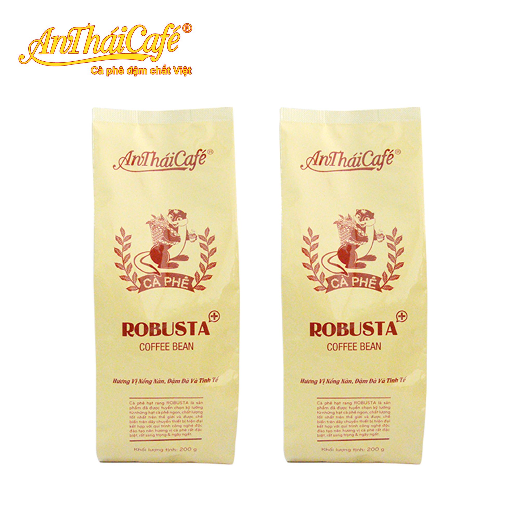 Combo 2 túi cà phê hạt rang robusta+ nguyên chất - antháicafé