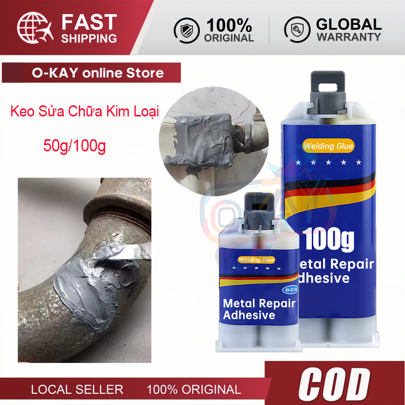 50g/100g Keo Sửa Chữa Kim Loại AB - Dán Keo Chịu Nhiệt Hàn Lạnh - Đa Năng - Hàng Chính Hãng